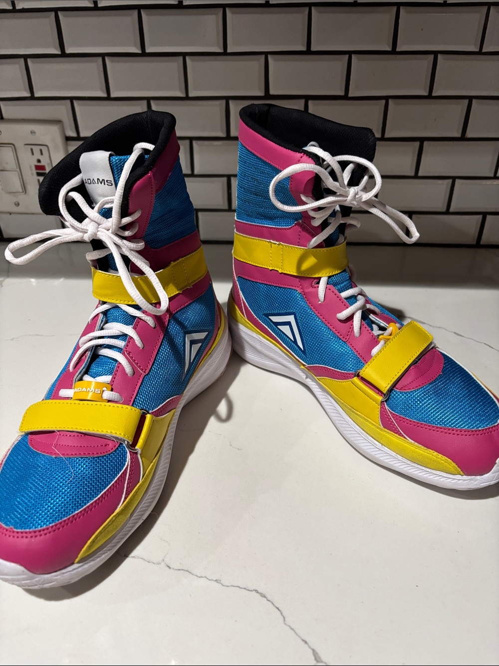 Adams Max Trainer 90s Neon Boxing Shoes High Top Boots Sz 9 NEAR NEW, WORN ONCE